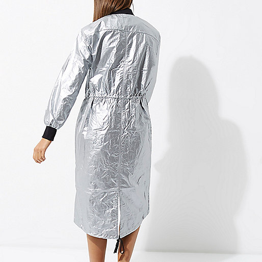 orange cape dress river island,jacques-vertuk Stores Europe Silver metallic longline anorak jacket Coats / Jackets Sale women