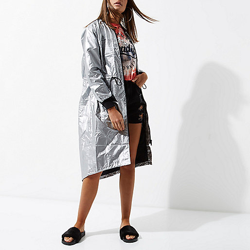 orange cape dress river island,jacques-vertuk Stores Europe Silver metallic longline anorak jacket Coats / Jackets Sale women