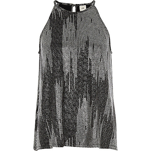 jacques-vertuk Silver metallic sleeveless trapeze top 706459 women Tops Cami / Sleeveless Tops