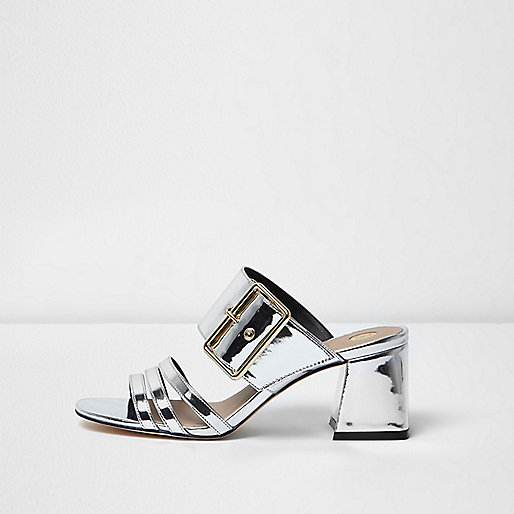 river island womens flat sandals,jacques-vertuk Stores Silver metallic strappy mules women 696225