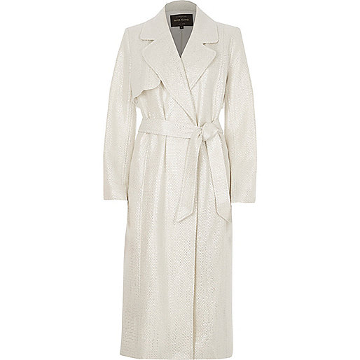 jacques-vertuk Silver metallic trench coat 702851 women Coats / Jackets