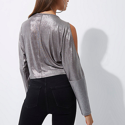 river island satin top,jacques-vertuk Stores Silver metallic twist front batwing top women 706482