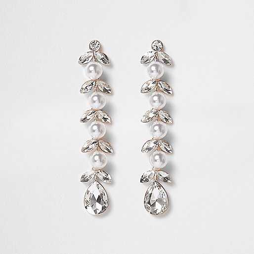 river island pale blue coat,Shop Online At jacques-vertuk Silver pearl leaf drop earrings Earrings Jewelry women