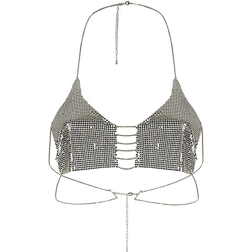 jacques-vertuk Silver tone chainmail halter neck bralette 706563 women Jewellery Body Jewellery & Harnesses