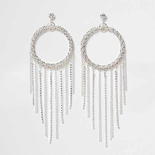 jacques-vertuk Silver tone circle tassel drop earrings 706119 women Jewellery Earrings