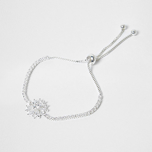 jacques-vertuk Silver tone cubic zirconia lariat bracelet 706204 women Jewellery Bracelets