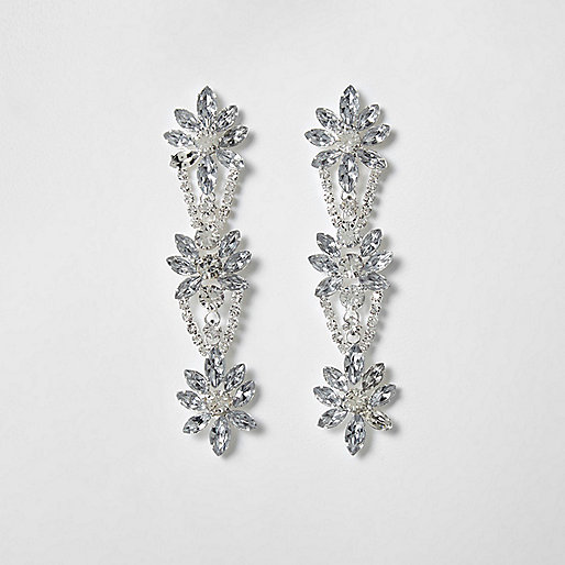 river island patent chunky boots,jacques-vertuk Site Silver tone floral rhinestone drop earrings Earrings Jewelry women