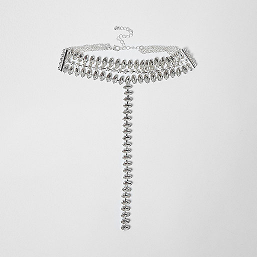 womens wellies river island,jacques-vertuk Online Silver tone jewel drop cup chain choker women 708915