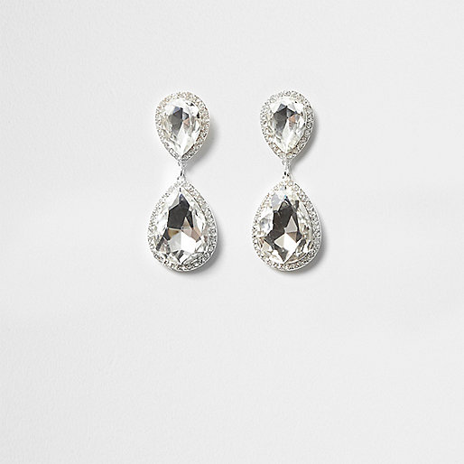 river island black bow shoes,jacques-vertuk Jeans Dress Silver tone jewel teardrop dangle earrings Earrings Jewelry women