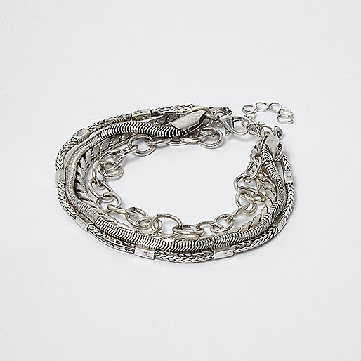 jacques-vertuk Silver tone multi chain bracelet 301658 men Jewellery Bracelets