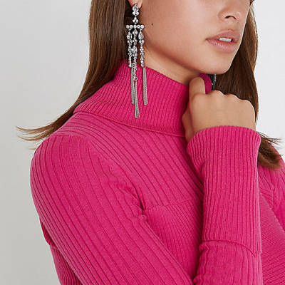 ebay river island coats,jacques-vertuk South Africa Silver tone rhinestone dangle drop earrings women 709319