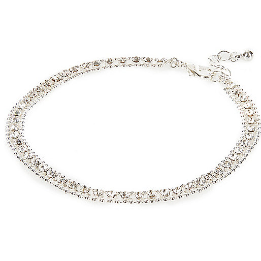 long padded coat river island,jacques-vertuk Shop Silver tone rhinestone embellished anklet women 678725