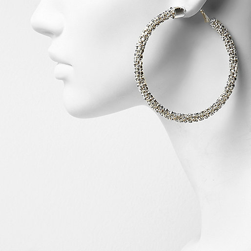 river island boxing day sale 2022,jacques-vertuk Stores Silver tone rhinestone rope hoop earrings women 701081