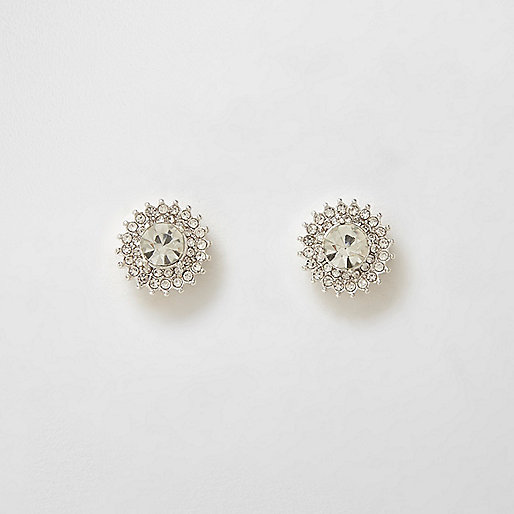 jacques-vertuk Silver tone rhinestone starburst stud earrings 708596 women Jewellery Earrings