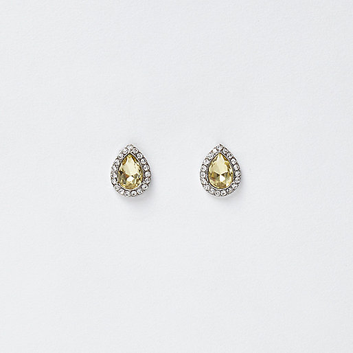 jacques-vertuk Silver tone rhinestone teardrop stud earrings 704001 women Jewellery Earrings