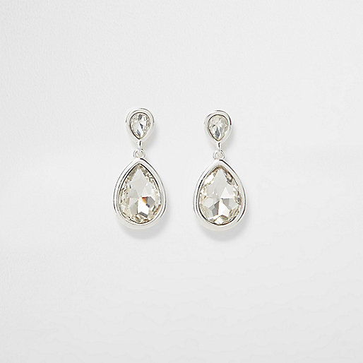 jacques-vertuk Silver tone teardrop rhinestone dangle earrings 707403 women Jewellery Earrings