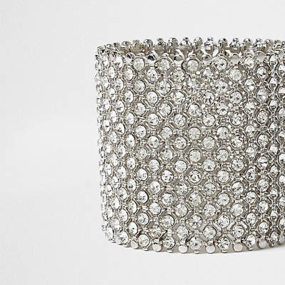 river island prom,jacques-vertuk Stores Silver tone wide rhinestone bracelet women 704059