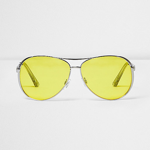 jacques-vertuk Silver tone yellow lens aviator sunglasses 706477 women Sunglasses Aviator Sunglasses