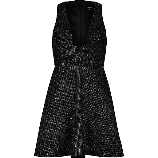 jacques-vertuk Sparkly black plunge skater dress 690590 women Dresses