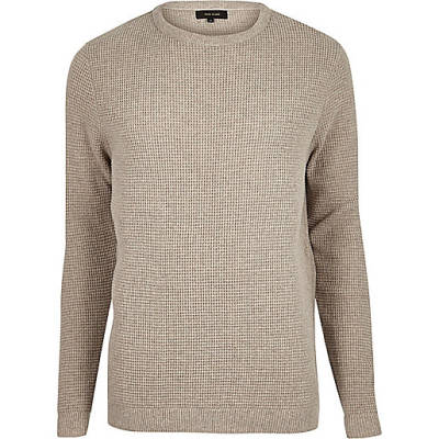 jacques-vertuk Stone beige textured waffle sweater 292973 men Jumpers / Cardigans