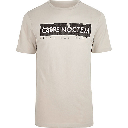 jacques-vertuk Stone 'carpe noctem' print muscle fit T-shirt 304064 men T-Shirts / Vests T-shirts