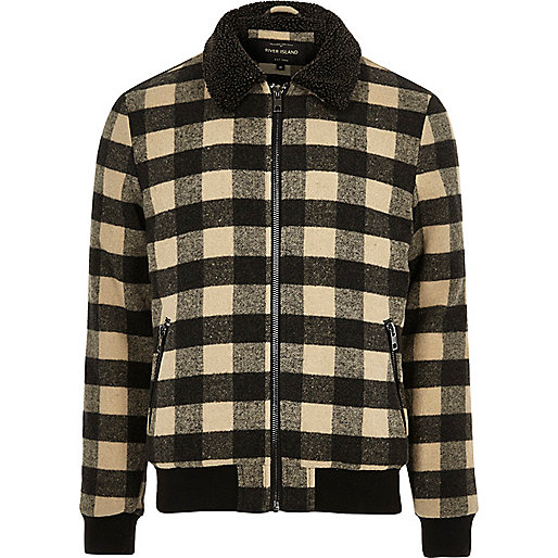 jacques-vertuk Stone check print fleece collar jacket 299692 men Coats / Jackets