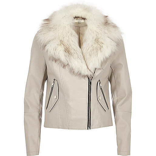 jacques-vertuk Stone fur trim biker jacket 702136 women Coats / Jackets Jackets