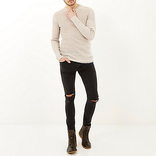 tops sale river island,jacques-vertuk Irish Website Stone lightweight textured sweater Sweaters / Cardigans Sale men