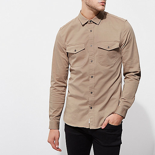 river island sale men s suits,Island River Shop Stone long sleeve muscle fit military shirt Long Sleeve Shirts Shirts men