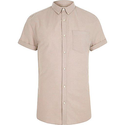 river island men s t shirts,Camel Skirt jacques-vertuk Stone muscle fit short sleeve Oxford shirt Short Sleeve Shirts Shirts men