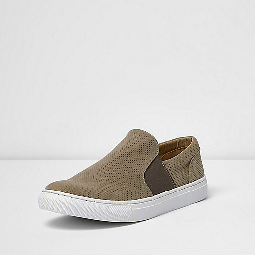 river island wide fitting shoes,jacques-vertuk UK Sale Stone perforated slip on plimsolls men 299414