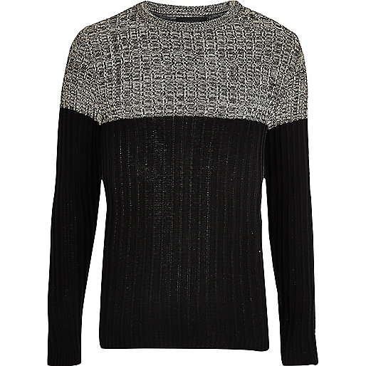 river island men s suits,jacques-vertuk Outlet Stone ribbed knit color block sweater men 300232