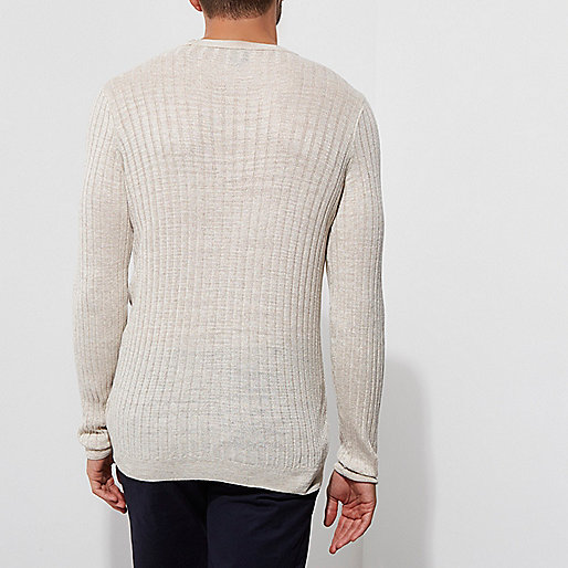 river island summer bags,Shopping Online jacques-vertuk Stone ribbed ladder insert knit sweater Sweaters Sweaters / Cardigans men