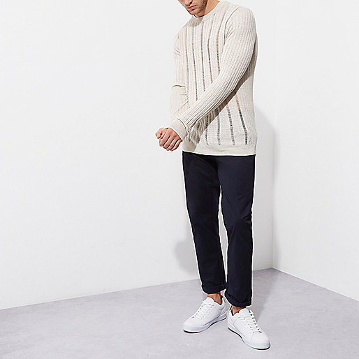 river island summer bags,Shopping Online jacques-vertuk Stone ribbed ladder insert knit sweater Sweaters Sweaters / Cardigans men