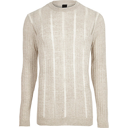 jacques-vertuk Stone ribbed ladder insert knit sweater 302833 men Jumpers / Cardigans Jumpers