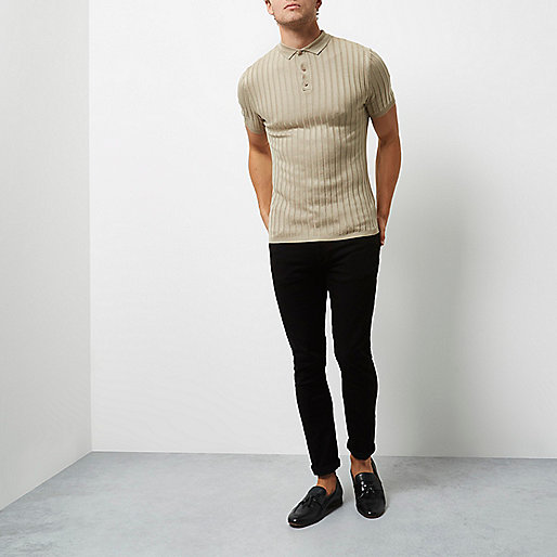 river island gold espadrilles,jacques-vertuk Outlet Store Uk Stone ribbed muscle fit polo shirt Sweaters / Cardigans Sale men