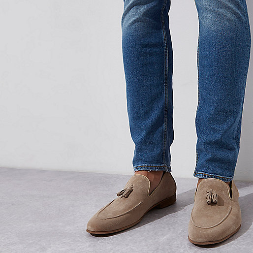 www river island sale,jacques-vertuk Dress Pink Stone suede tassel loafers Shoes Shoes / Boots men