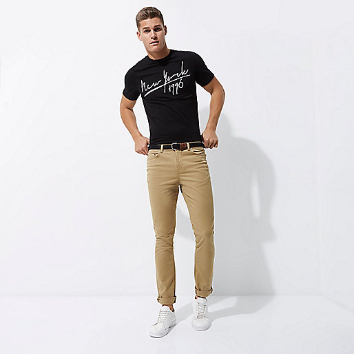 river island hand luggage,Clothes At jacques-vertuk Tan belted slim fit chino pants Pants Sale men