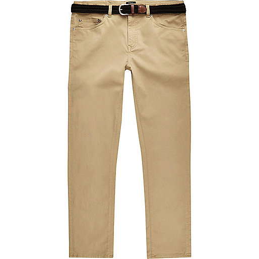 river island hand luggage,Clothes At jacques-vertuk Tan belted slim fit chino pants Pants Sale men