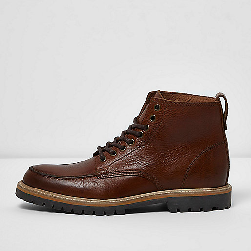 jacques-vertuk Tan brown lace-up leather boots 302666 men Shoes / Boots Boots