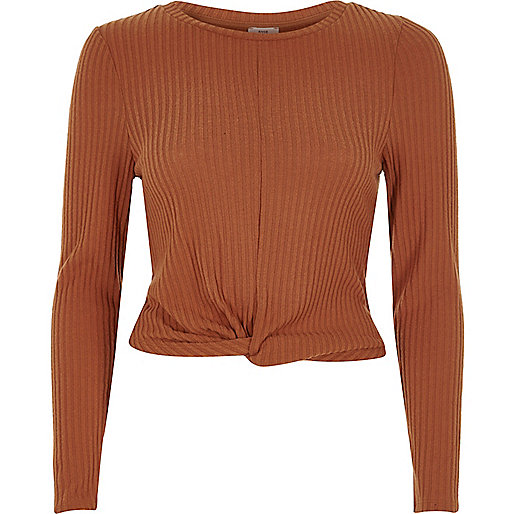 loafers mens river island,jacques-vertuk Shopping Website Tan brown ribbed twist front long sleeve top Crop Tops / Bralets Tops women