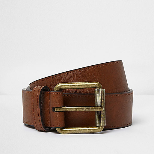 jacques-vertuk Tan brown square buckle jeans belt 302339 men Accessories Belts