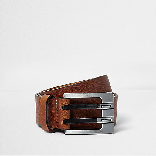 jacques-vertuk Tan double prong leather belt 301672 men Accessories Belts