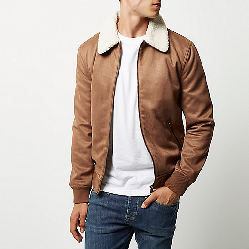 river island black espadrilles,jacques-vertuk Summer Wear Tan faux suede fleece collar jacket Coats / Jackets Sale men