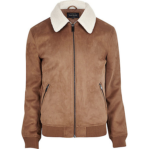 river island black espadrilles,jacques-vertuk Summer Wear Tan faux suede fleece collar jacket Coats / Jackets Sale men