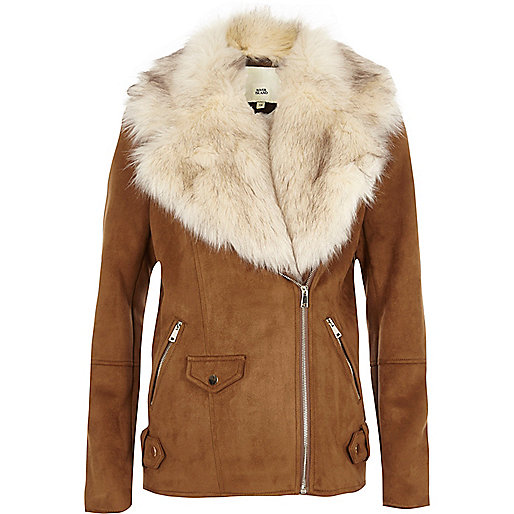 jacques-vertuk Tan fur trim aviator jacket 704174 women Coats / Jackets Jackets