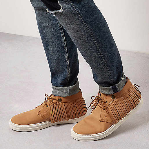 river island molly mid rise jeggings,jacques-vertuk London Tan leather fringed desert boots Shoes / Boots Sale men