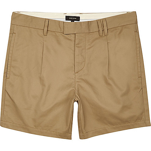 jacques-vertuk Tan pleated slim fit chino shorts 292474 men Shorts