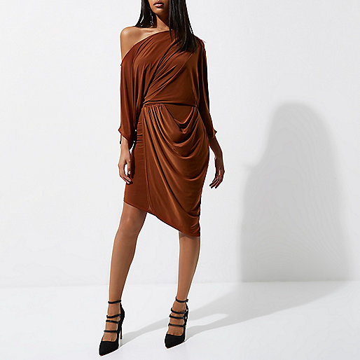 espadrille sandals river island,jacques-vertuk Ireland Tan ruched side batwing sleeve midi dress women 708819