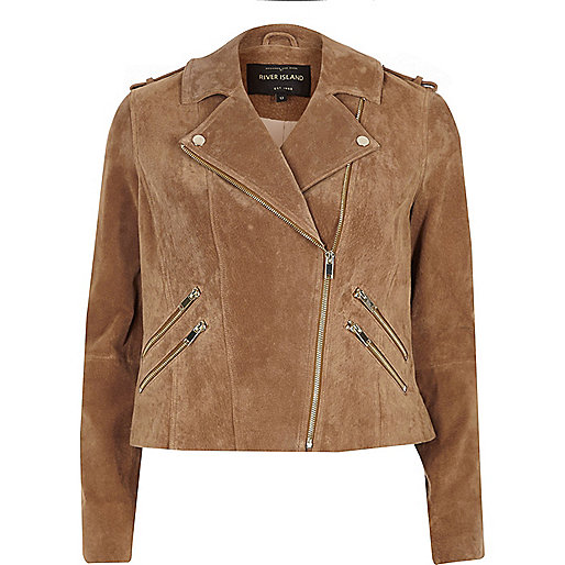 jacques-vertuk Tan suede biker jacket 700572 women Coats / Jackets